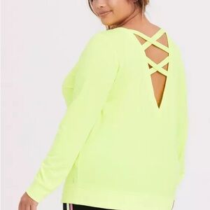 Torrid Size 4 French Terry Long Sleeve Lattice Back Active Sweatshirt